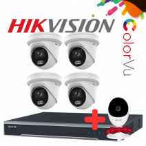 Готовый комплект видеонаблюдения HIKVISION на 4-IP камеры Color Vu (Цветное изображение 24/7)